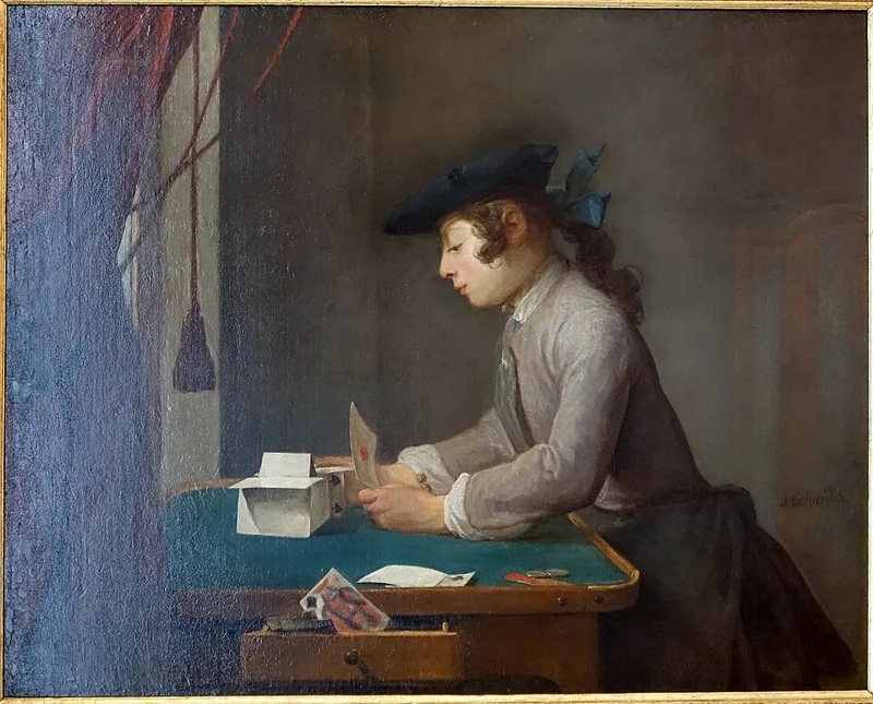 Boy Building a House of Cards, by Jean-Siméon Chardin, 1735, oil on canvas