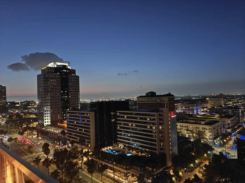 Long beach skyline at dusk.